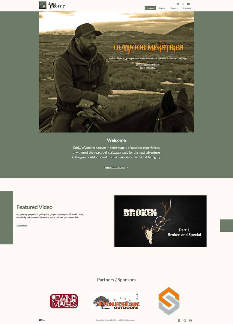 Joel Proffit Outdoor Ministry Website